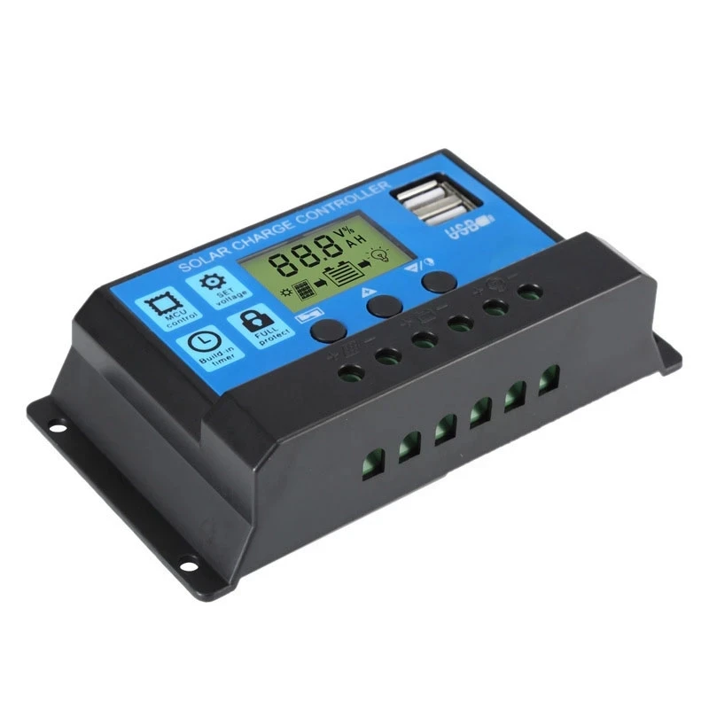 Solar Charge Controller PWM 100A 60A 50A 40A 30A Solar Power Regulator 12V 24V Auto Dual USB LCD Display Load Discharger