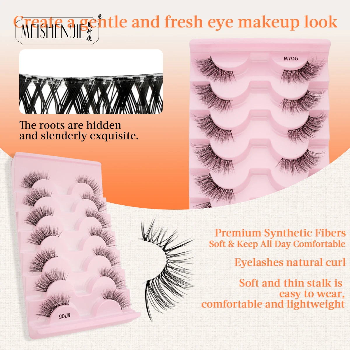MEISHENJIE 3/7Pairs 3D Nerz Halb Katze Falsche Wimpern Natürliche Lange Wispy Wimpern Make-Up-Tool Weiche Faux Cils maquillaje Cílios