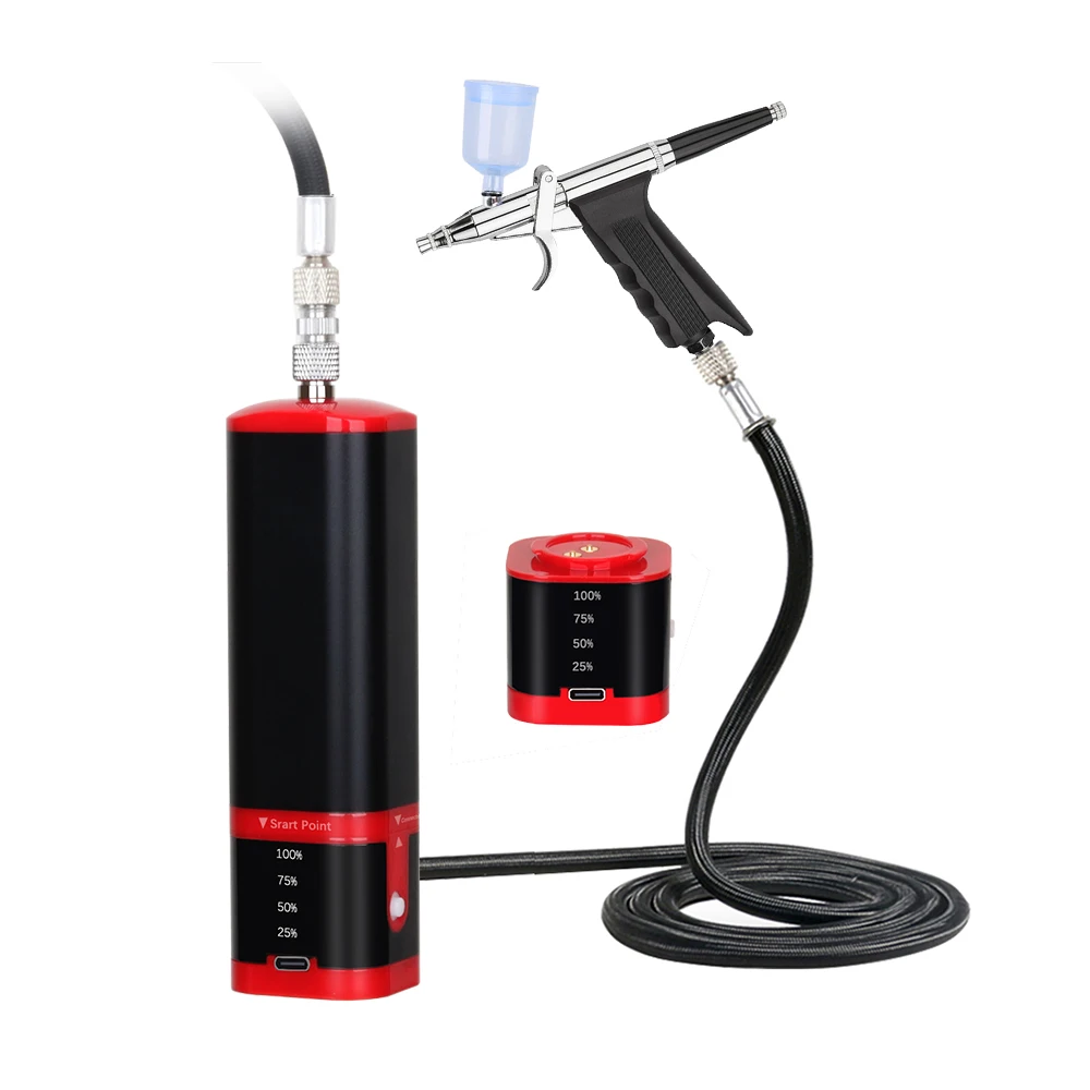 Personal Cordless Airbrush With Compressor Kit Replace Battery Noiseless Super Works High Power Type C USB Pneumatic Tool