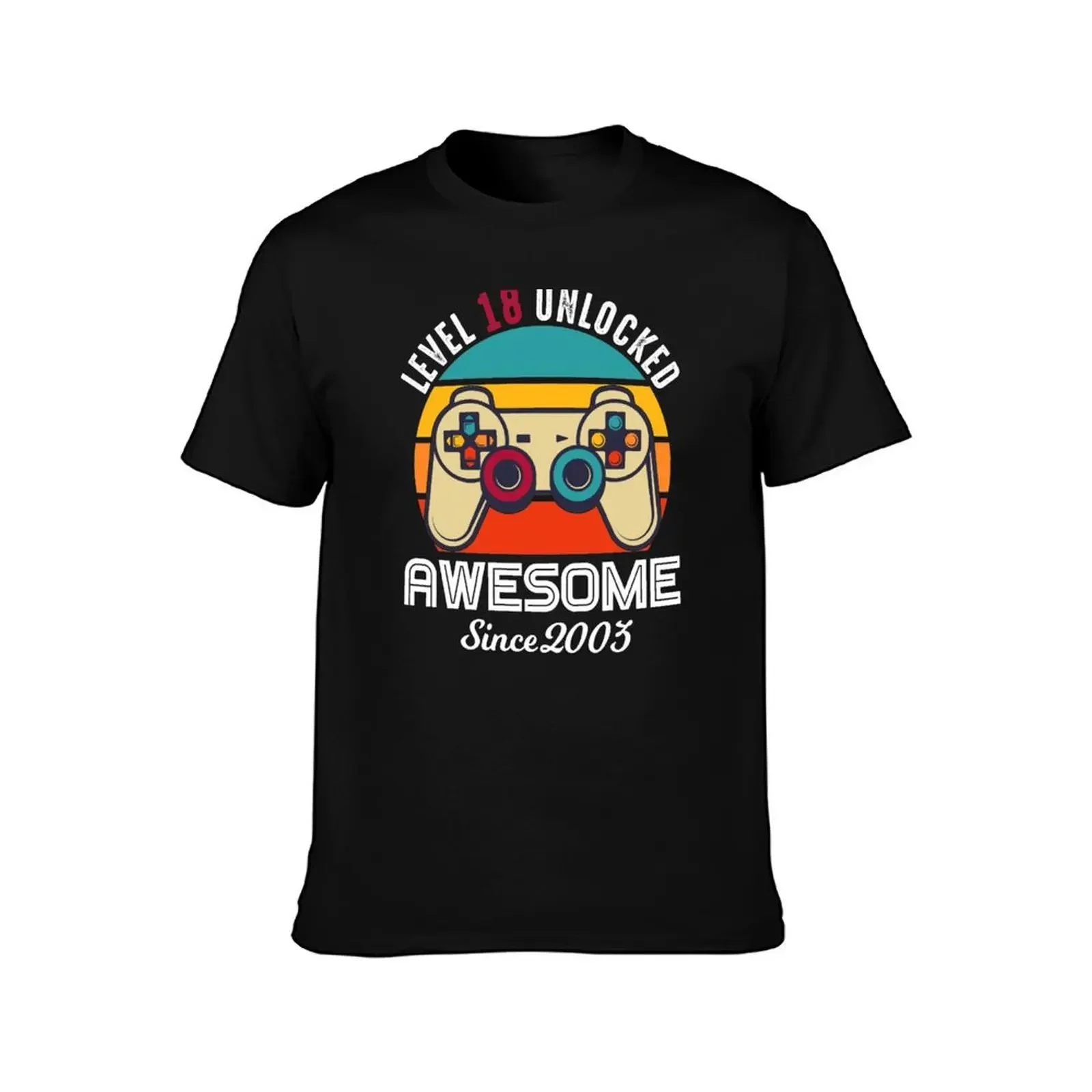 Level 18 Unlocked Birthday Awesome Since 2003 T-Shirt for a boy man clothes Men's t shirts