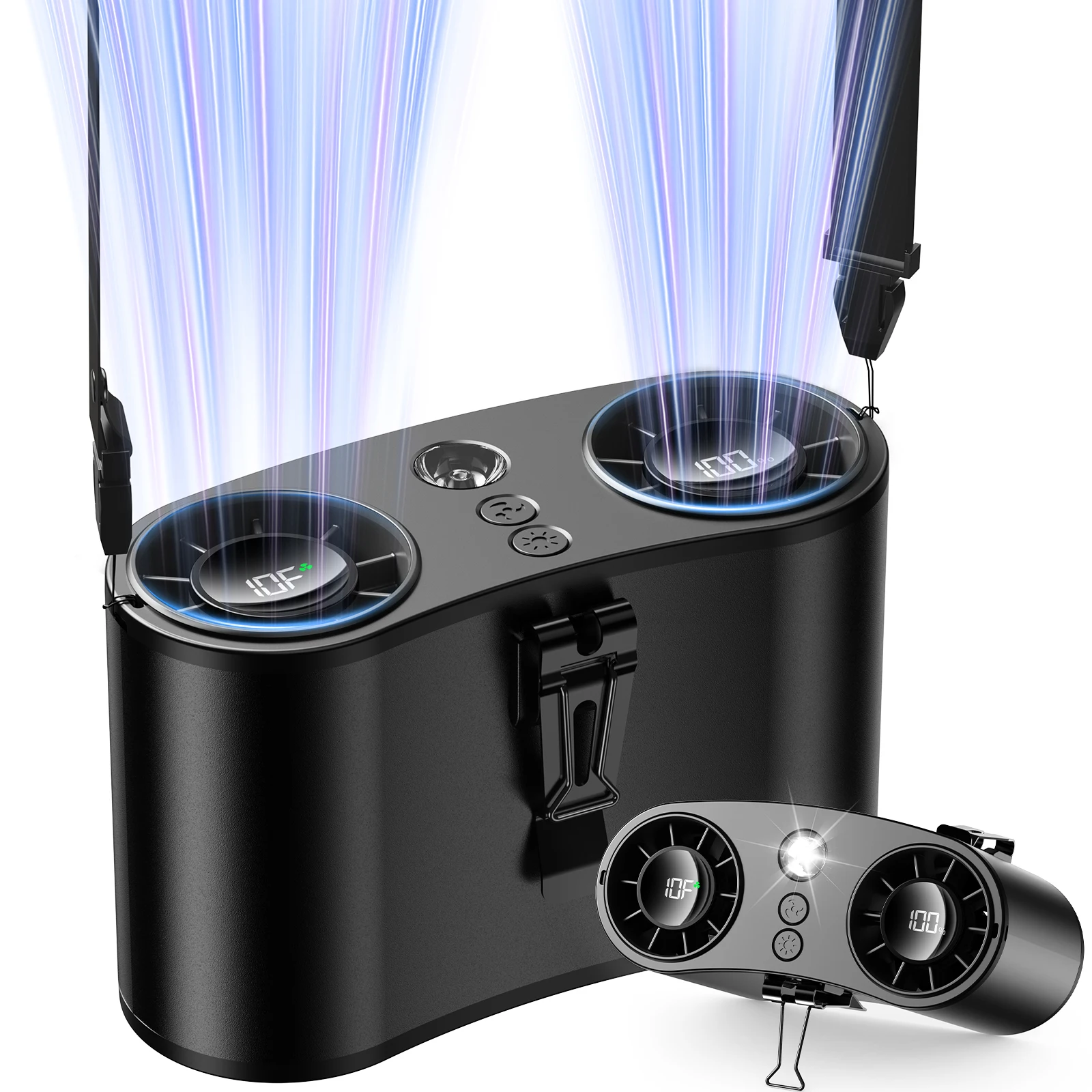 ColdSky Ventilateur de taille portable amélioré 10 vitesses Ventilateur personnel 20 000 mAh Ventilateurs de bureau rechargeables avec affichage LED pour chantier d'emploi en plein air