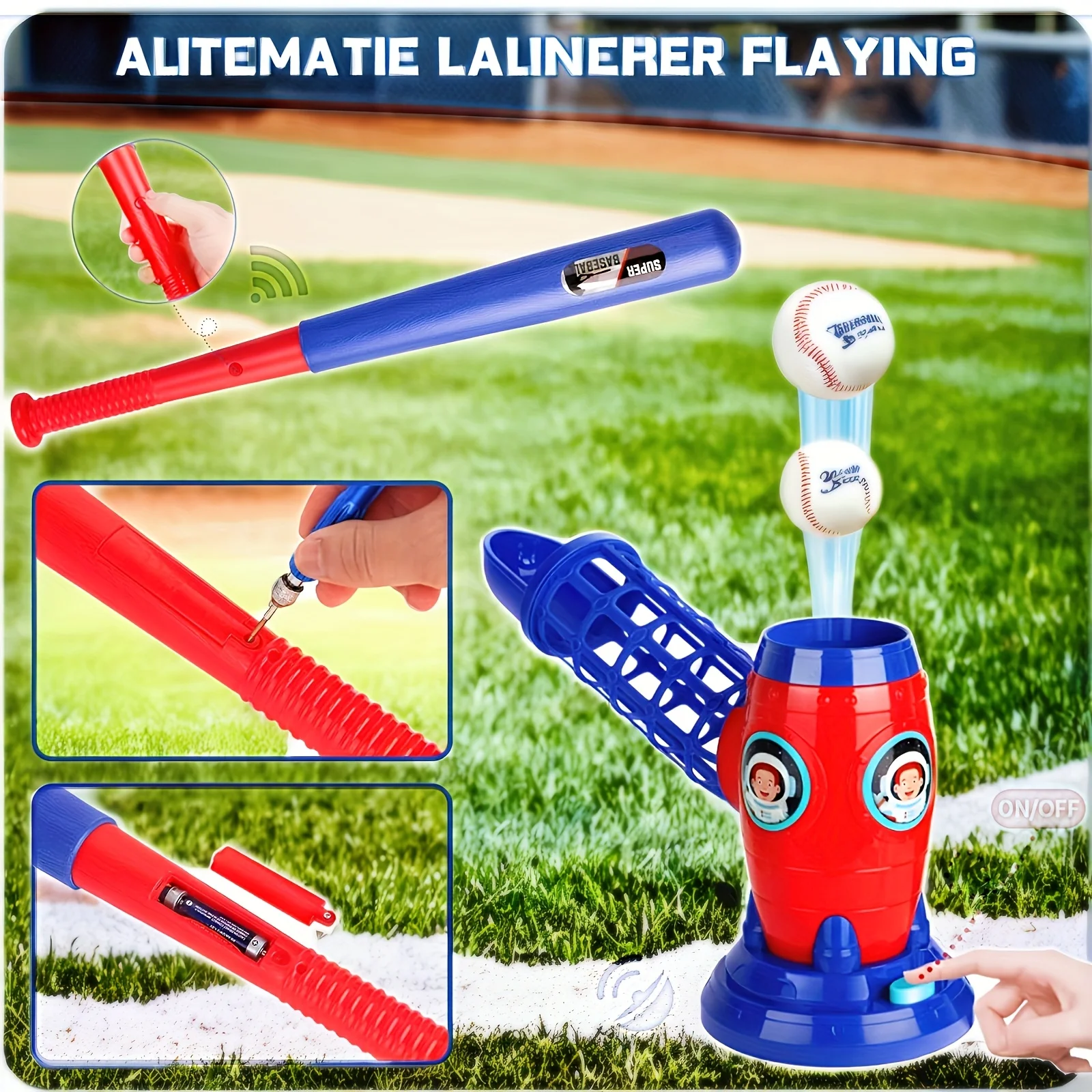 자동 야구 홈런 세트 기계 장난감, 야구 방망이 세트, 공 10개 포함, 소년, 소녀 및 청소년에게 적합 A