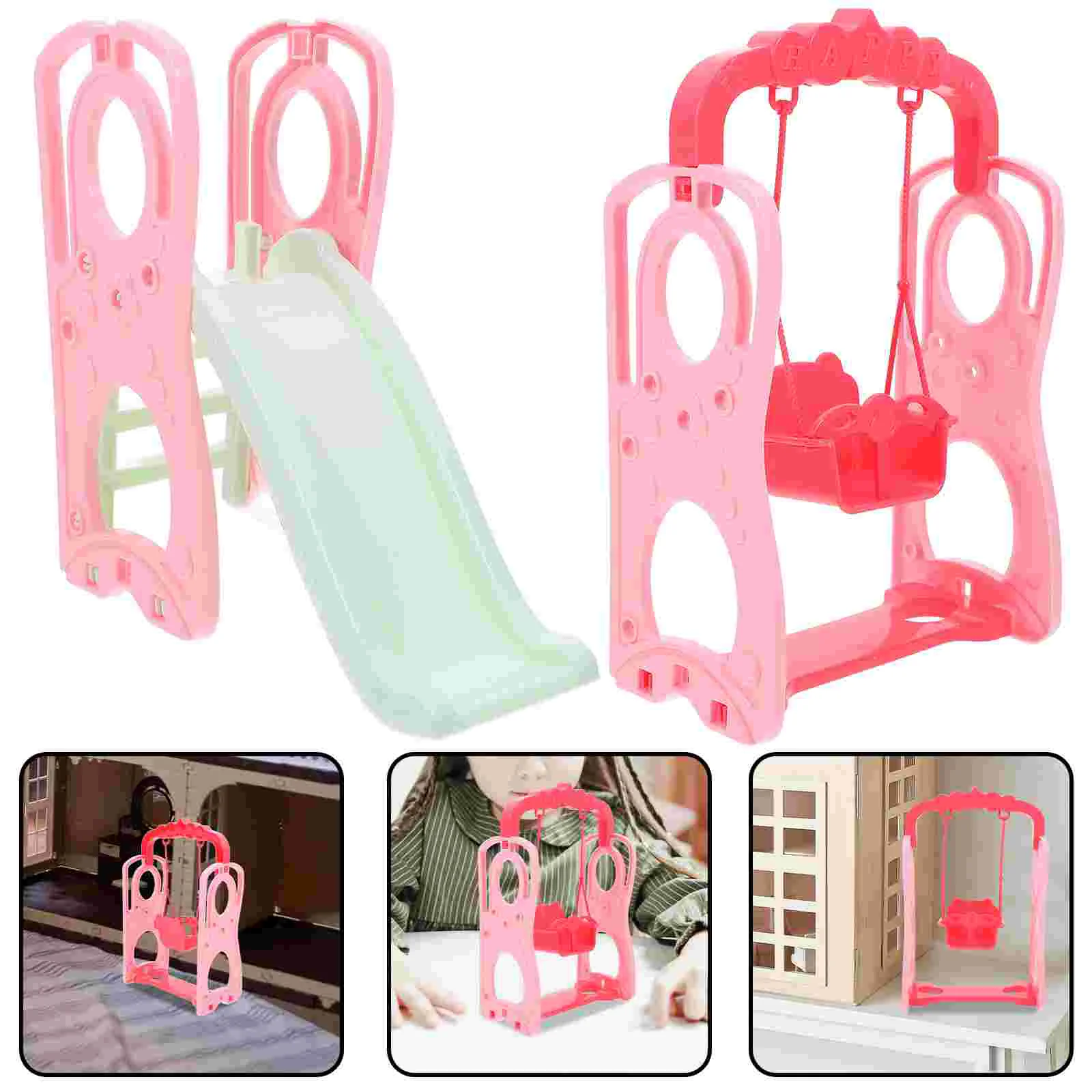 Swing Slide ของเล่นชิงช้า Props ตกแต่ง Miniature House ABS อุปกรณ์เสริม