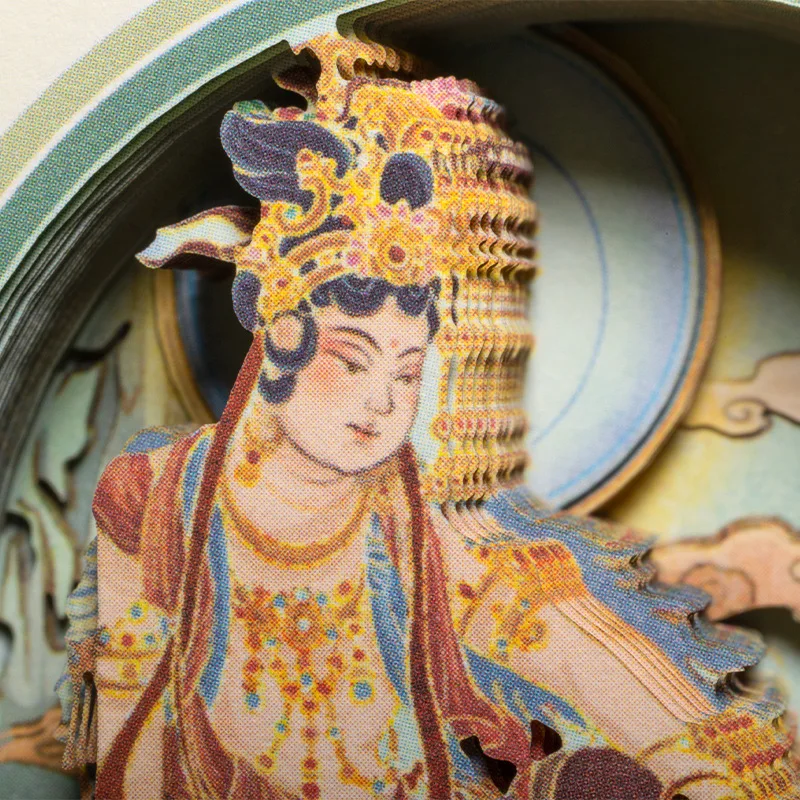 Dunhuang Series Cultural and Creative Paper Carving Notebook Chinese Trend Style Moon Goddess 3D Stereo Hand Account Portable