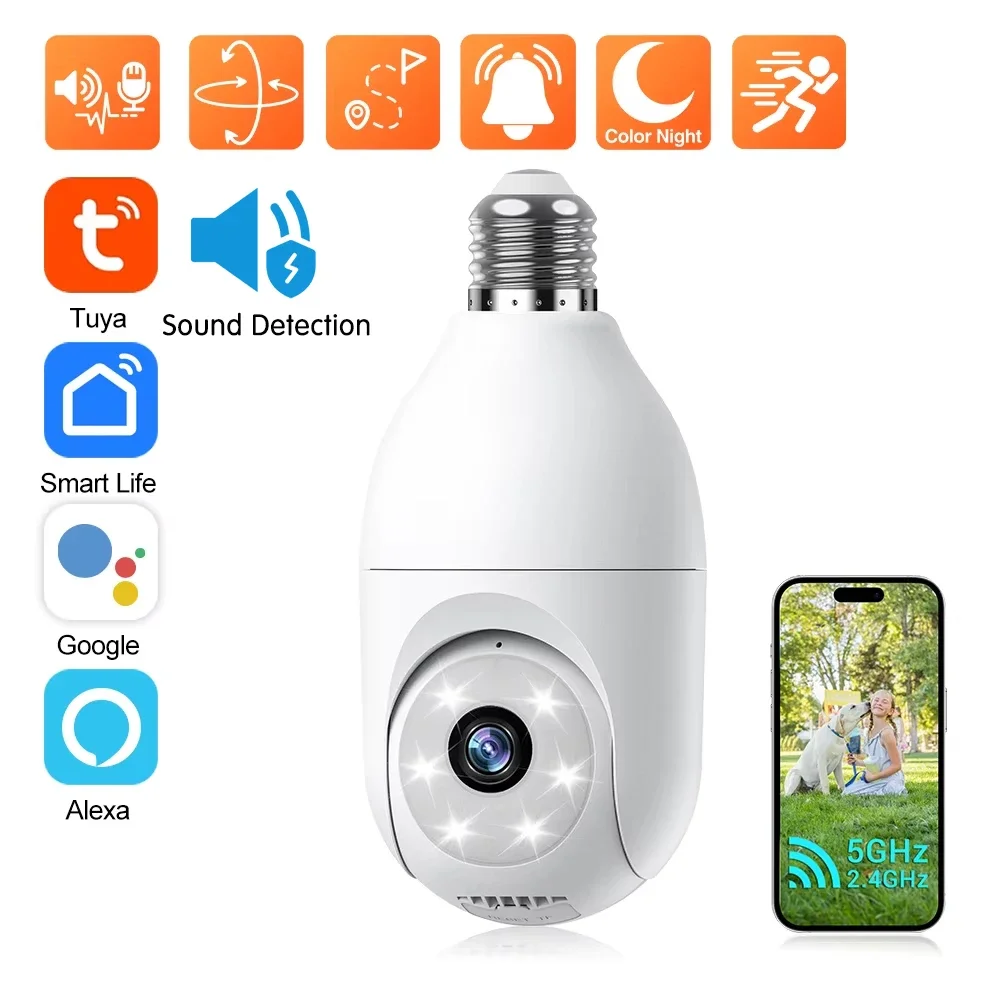 

Techage Tuya 2MP Wifi Camera 5GHz Smart Life Video 2-Way Audio Motion Detection Support Alexa Security Bulb Surveillance Camera