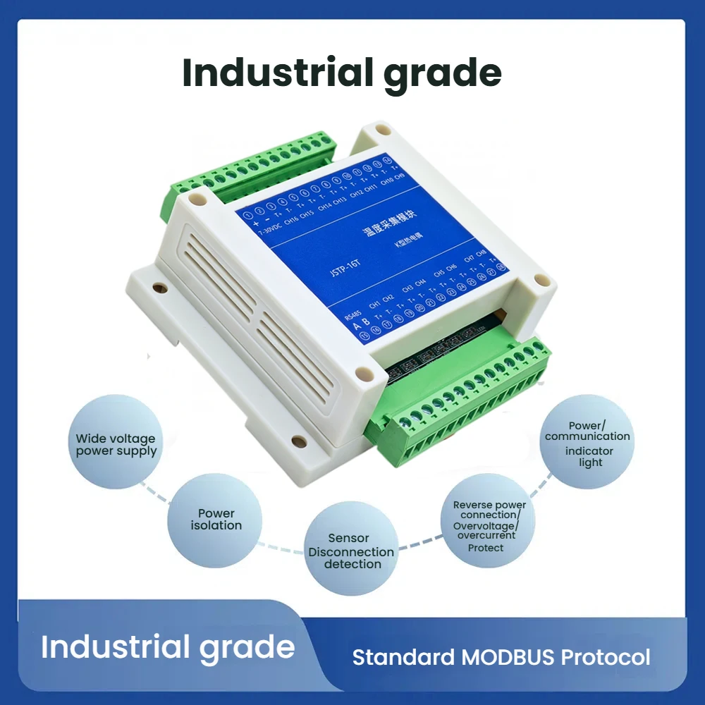 2/4/8/16 Channel K-Type Thermocouple To 485 Temperature Acquisition Module Isolation Industrial Grade Transmitter Anti-Interfere
