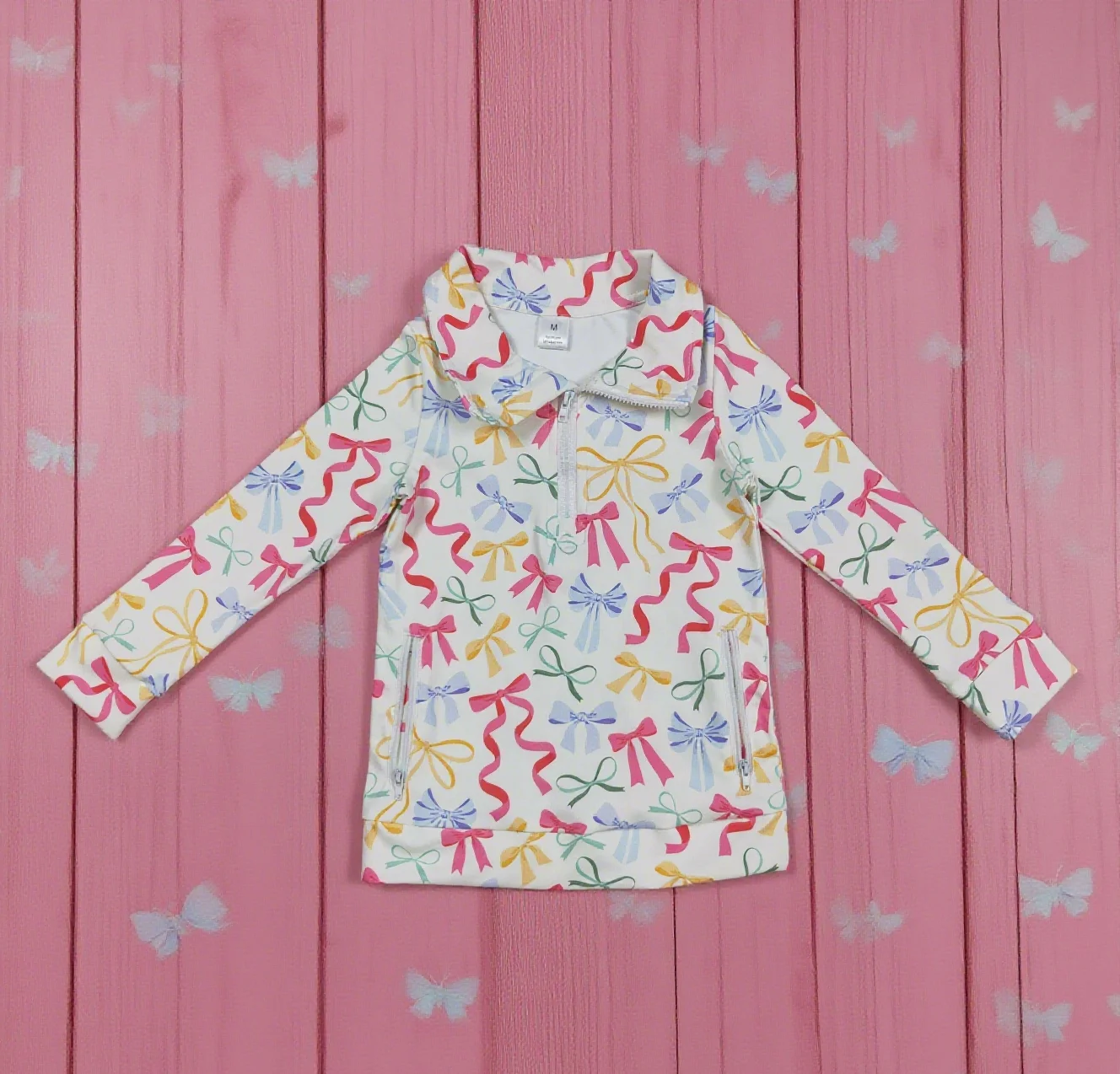 

Z825-09 GT1065 Children Boutique Christmas Clothes Long Sleeve Bows Print Top Kids Girls Shirt