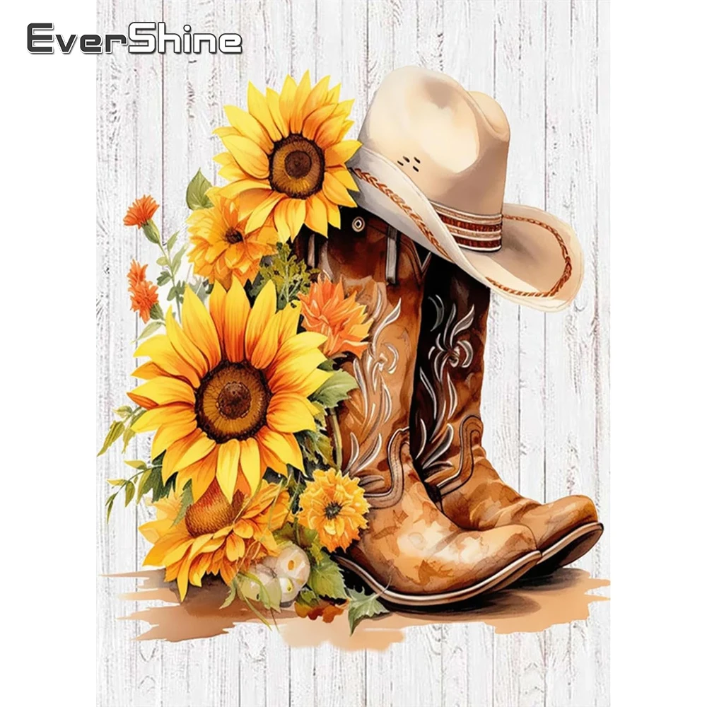 Evershine DIY Diamant Malerei Schuh Landschaft Acryl Handwerk Liefert Hut Diamant Mosaik Sonnenblume Stickerei Dekor für Zuhause