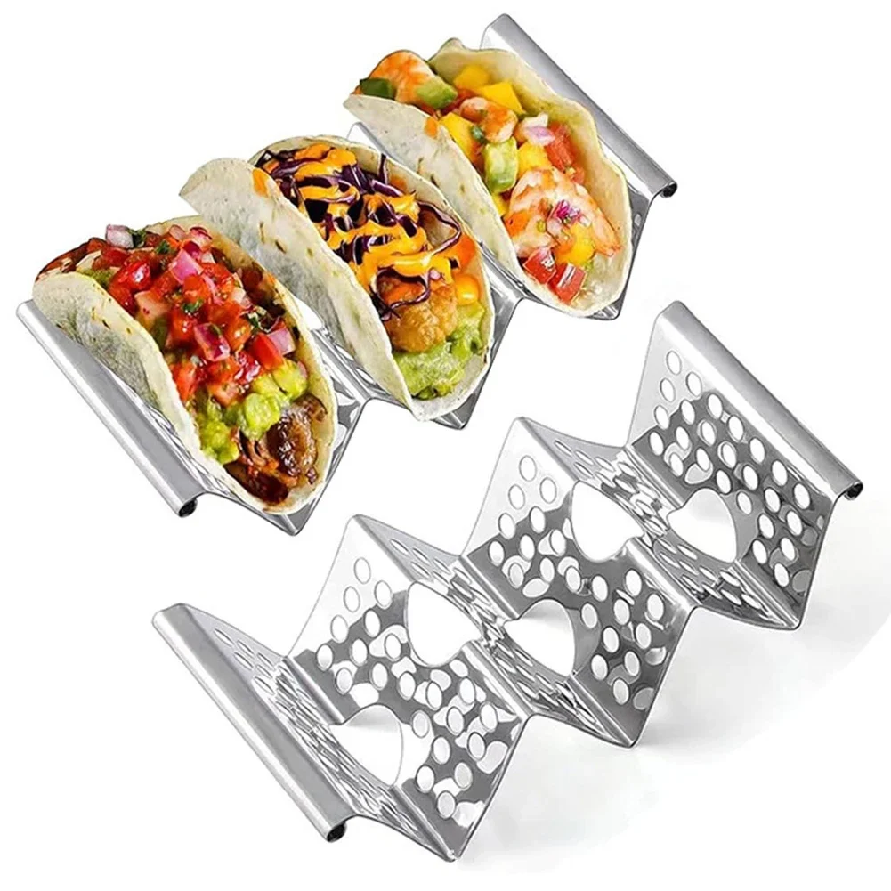 Wave Shape Tray Holder Mexican Roll Rack Stainless Steel Taco Holder Taco Cake Rack Display Stand Kitchen Gadgets