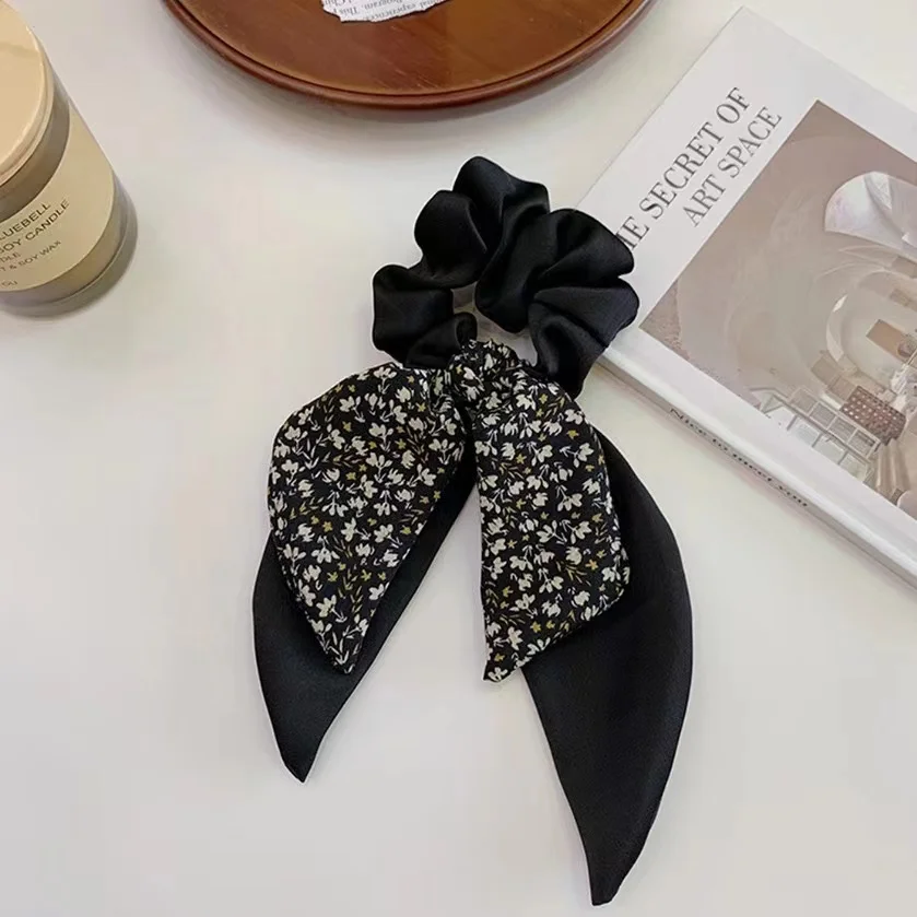 Paisley Little Flower Printed Hair Scrunchies Rabbit ear Scarf Hair Band for Women Elegant Hair Rope Hair Accessories