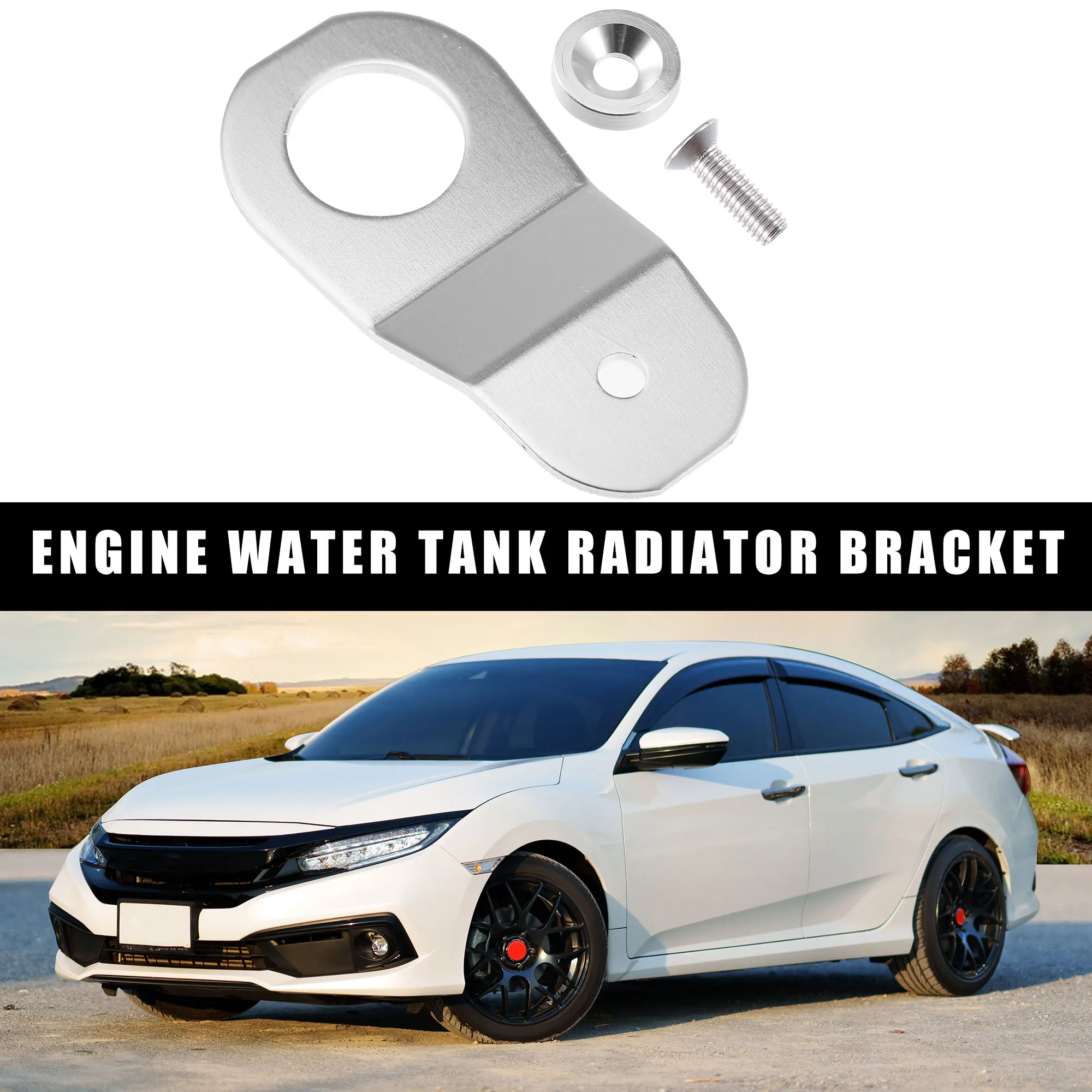 

UXCELL Резервуар для воды двигателя, кронштейн для крепления радиатора и комплект шайб для Honda Civic 1996-2000, алюминиевый сплав, 1 комплект, серебристый