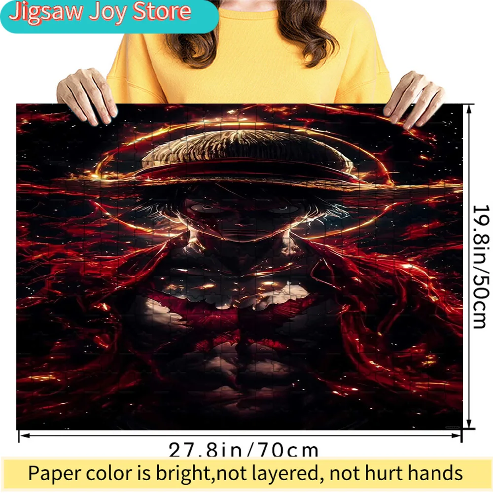 

One Piece Monkey D. Luffy Red Conqueror's Haki Paper Jigsaw Puzzle, Dynamic Anime Straw Hat Pirates Artwork Paper Puzzle, High D