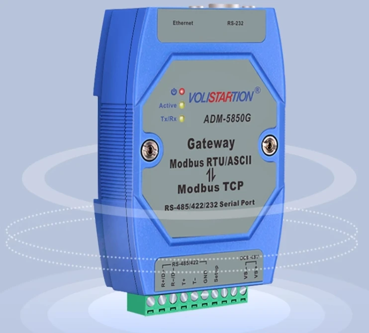 ADM-5850G Industrial Modbus Gateway, RTU ASCAM, ASCAM para Modbus TCP