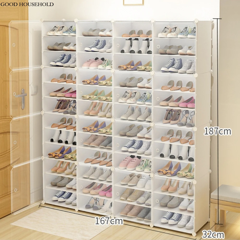 Multi-layer Large Shoe Cabinet Rack Waterproof Dust proof Shoes Stand Storage Organizer Free Standing Space