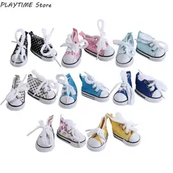 5cm Canvas Denim Sneakers Baby Shoes Handmade Lace-up Sneakers Shoes For 18 Inches American 43 cm Baby Dolls GIfts