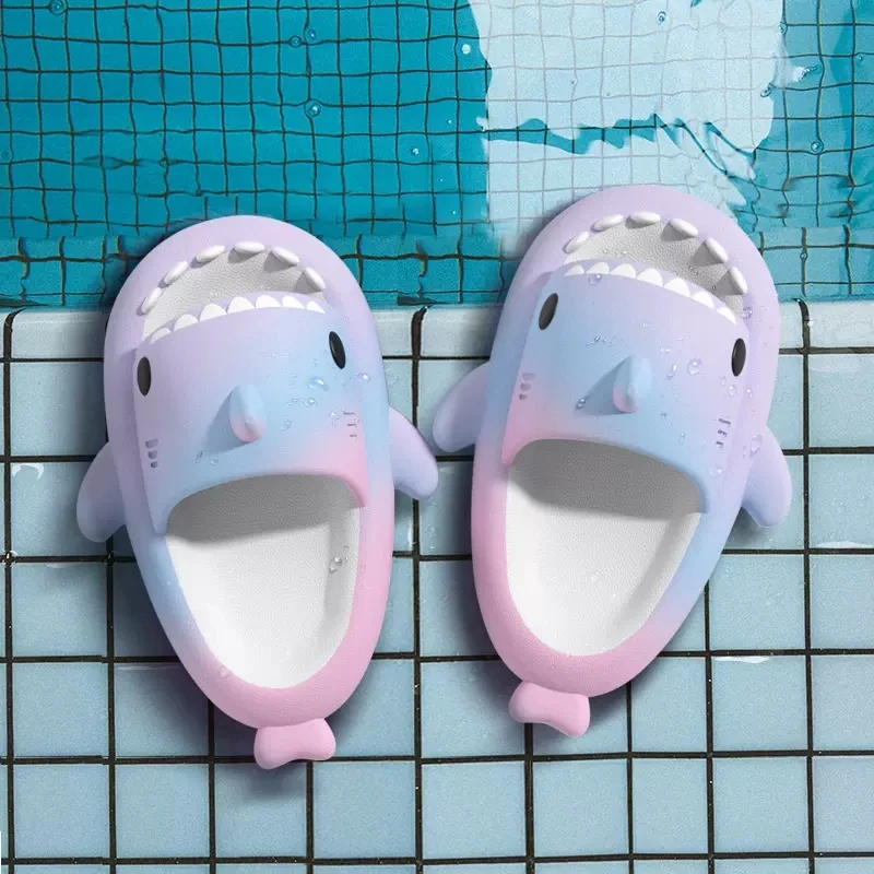 Shark Slippers Summer Beach Slides Women Men Boys Girls Outdoor Home Fashion Rainbow Flip Flops Kids Cute Cartoon Sandals Shoes