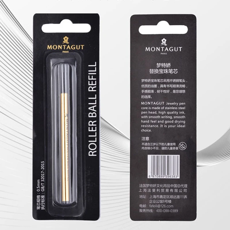 Montagut 5 X International Standard Roller Ball Pen Refill 0.5mm Black & Blue & Red Ink Professional Brand New