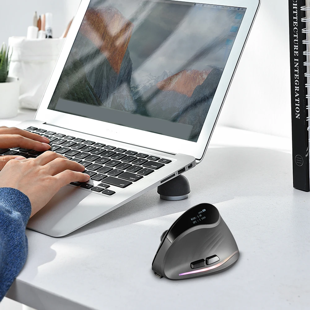 Vertical Wireless Mouse Adjustable DPI Ergonomic Mouse Rechargeable Tri-Mode BT+2.4GHz+Wired 7 Buttons for PC Laptop Mac