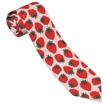 Cravate à fraises unisexe en Polyester, 8 cm, cravate à fruits pour hommes, costumes larges en soie, accessoires de Cosplay