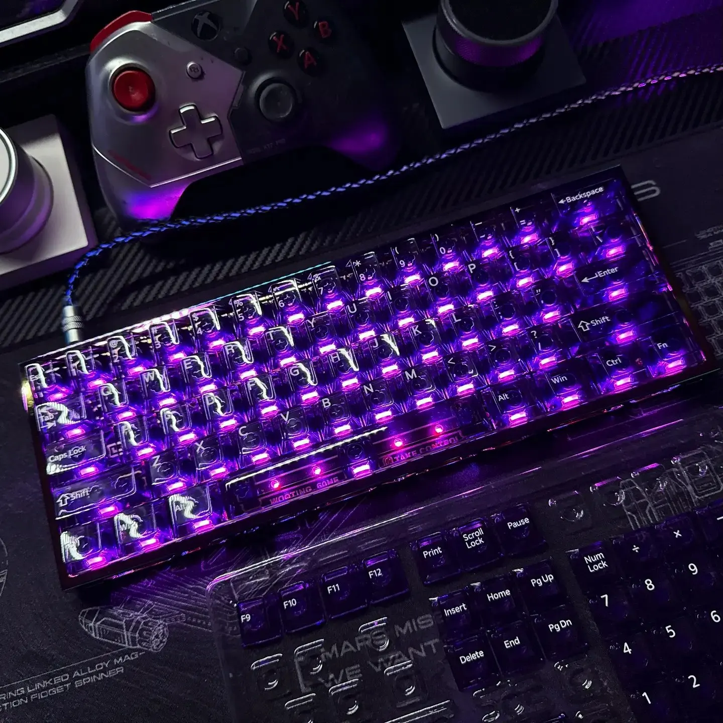 New Purple Transparent Clear Keycaps Crystal Ceramic Pc Keycap Rgb Shine Through Key Cap Mda Profile For Mx Switch Keyboard Gift