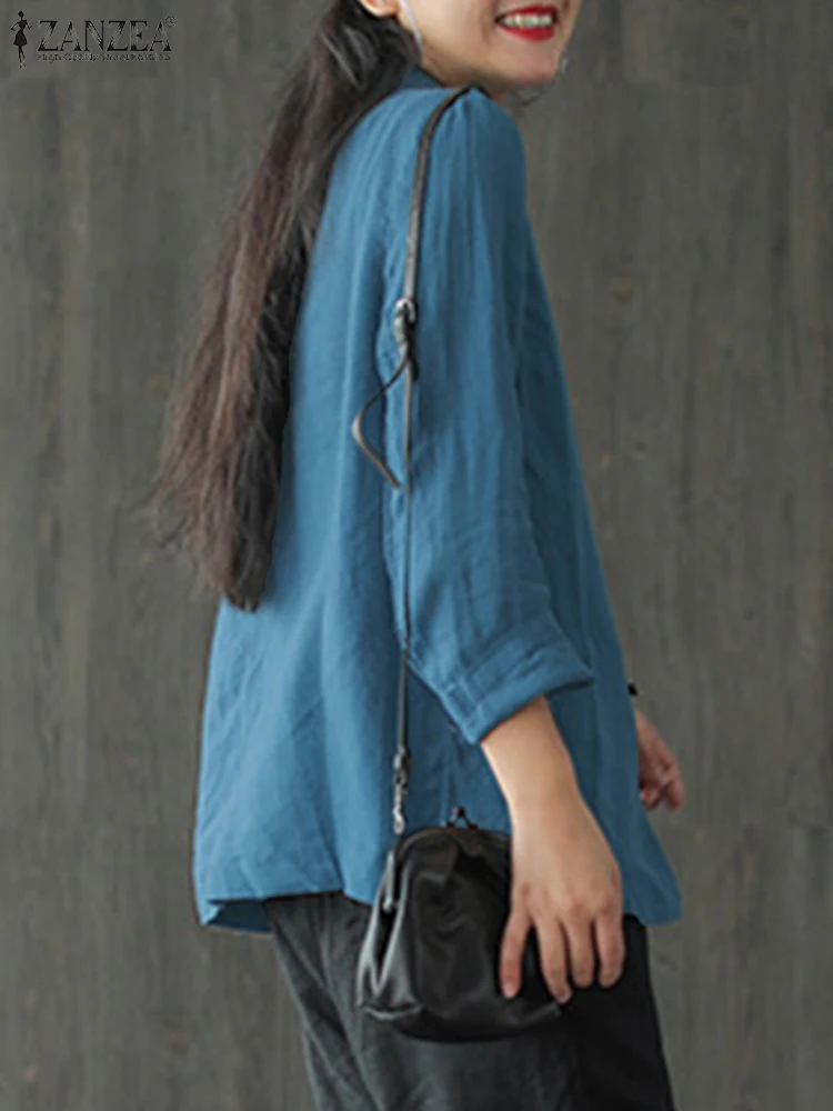 

ZANZEA Autumn 2025 Blazer for Woman Casual Lapel Neck Long Sleeve Cotton Linen Breathable Lightweight Suit Jackets 3 Colors