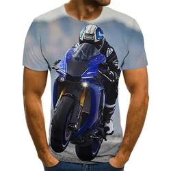 Supercool Racer Graphic T-shirt 3D Punk Style Men's T-shirt Summer Fashion Tops Motorcycle T-shirt Men's Plus Size Streetwea