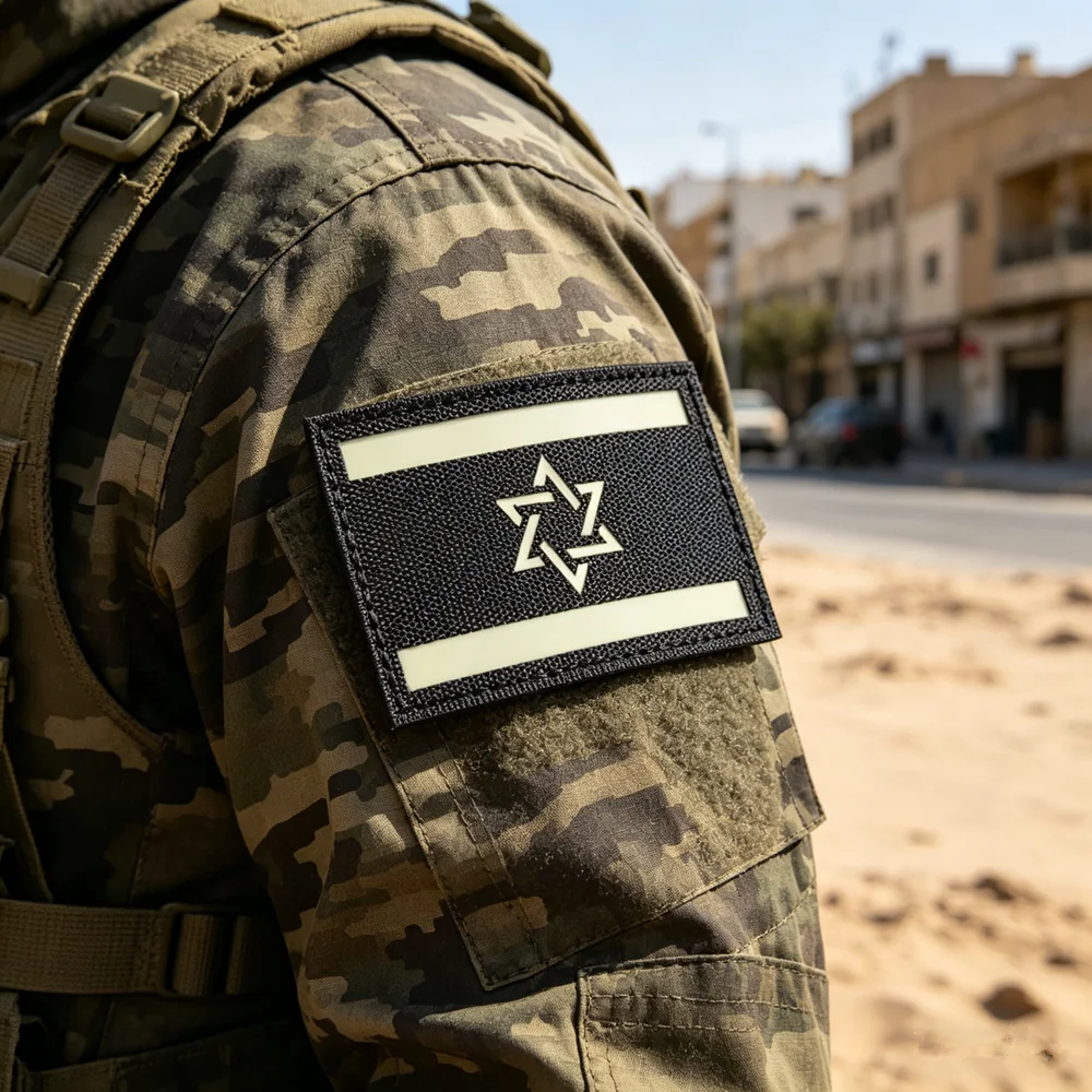Embroidery Israel Flag Brassard Tactical Patch Cloth Reflective Armband Hook And Loop Emblem Morale Combat Badge for Uniform
