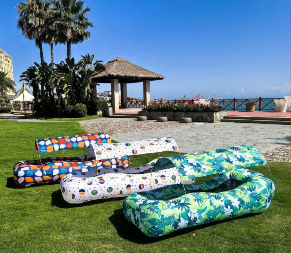 

High Quality Lazy Fast Inflatable Sofa Outdoor Portable Beach Air Sofa Sun-proof Camping Pool Sofa Bed