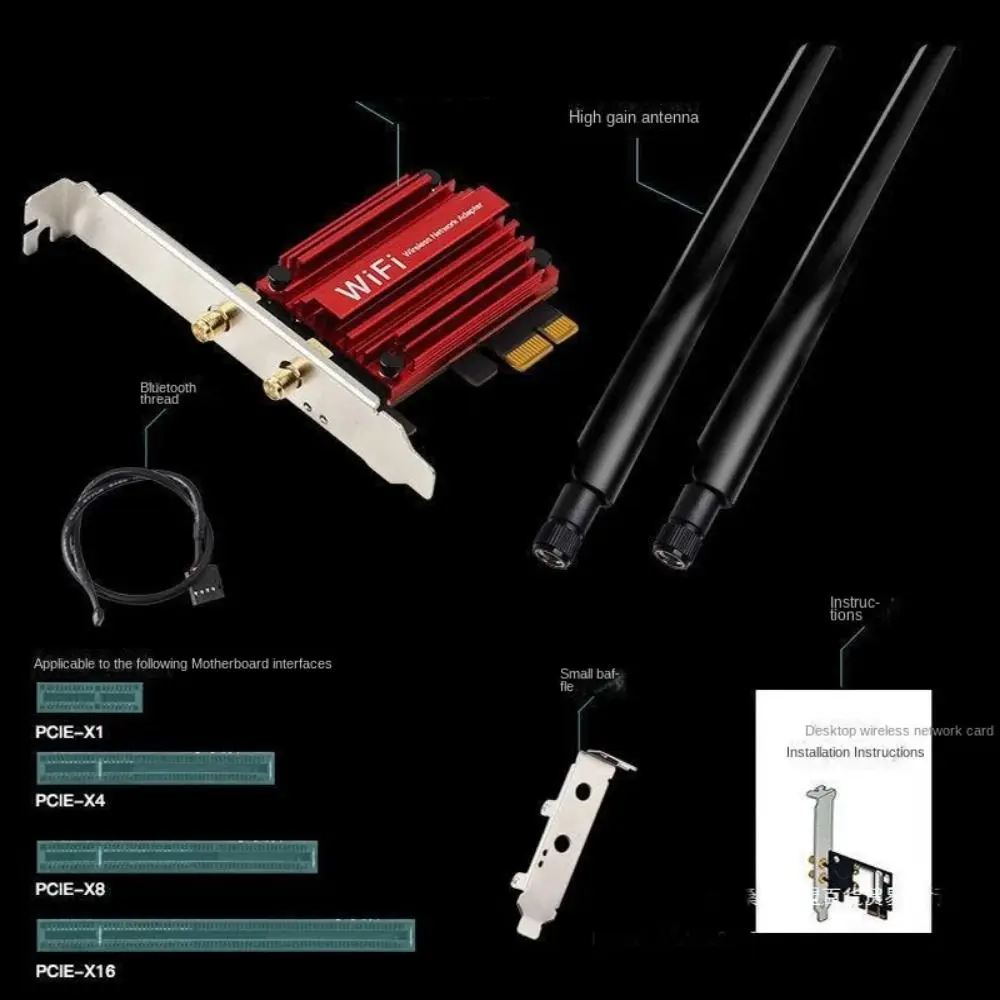 

WiFi 5 Wireless Network Card AC1200 2.4G/5GHz PCIE WiFi Adapter Antenna Dual Band USB Wifi Adapter for Computer/Phone/Tablet