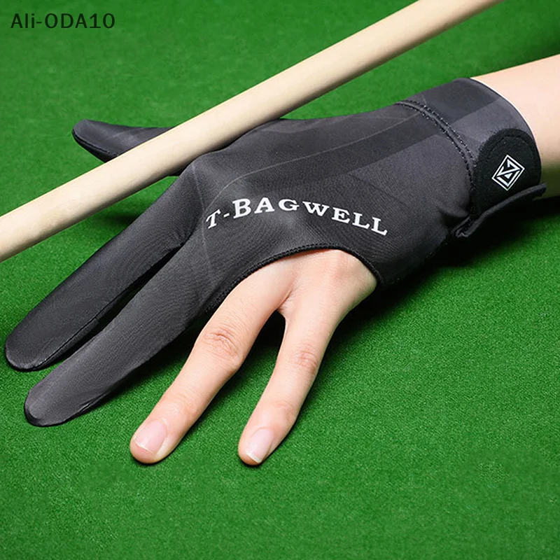 ODA10-1Pc Left Hand Billiards Glove Three Finger Snooker Billiard Glove Non Slip Stickers Elasticity Billiard Training Gloves