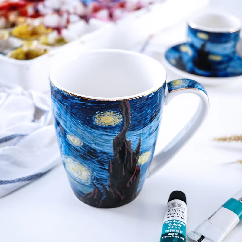 Famouspaint Van Gogh The Starry Night Series Cappuccino Latte Coffee Mug Espresso Cup Art Collection Tazas Para Cafe Desayuno