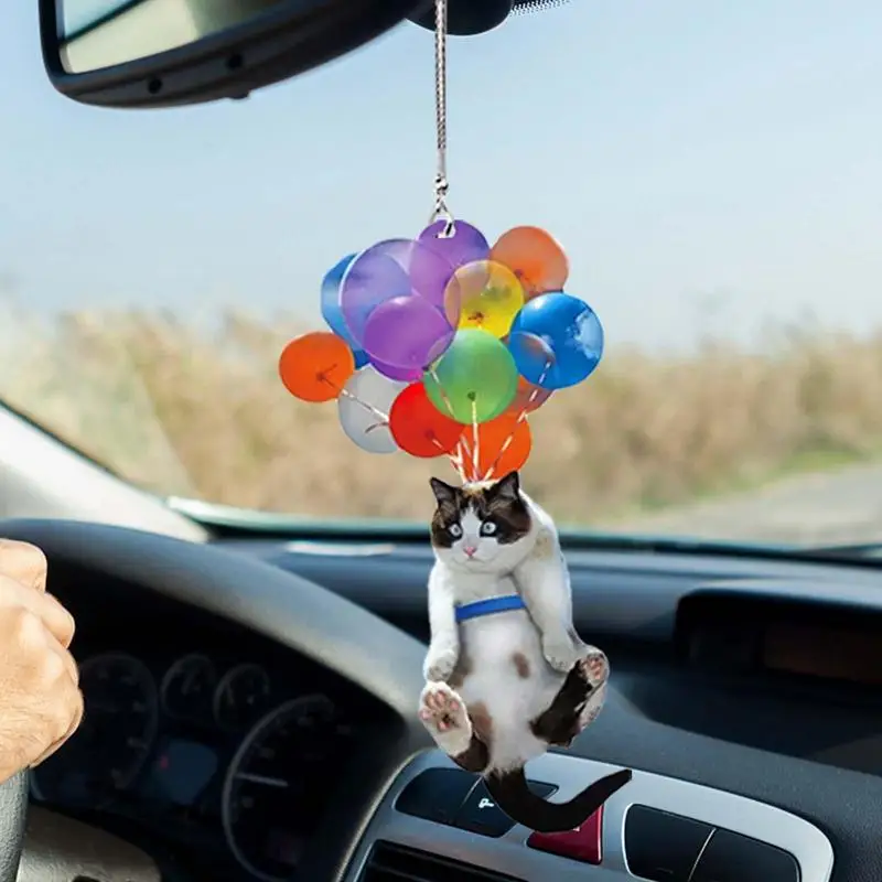 Cute Cat Car Accessories Swing Cat Car Pendant Auto Rearview Mirror Pendants Birthday Gift Auto Decoraction Ornaments Coche