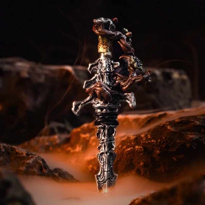 

Китайский стиль, меч из кости дракона, меч из сухой виноградной лозы, украшение стола, брелок, подвеска, подвеска, коллекционный подарок, серия украшений