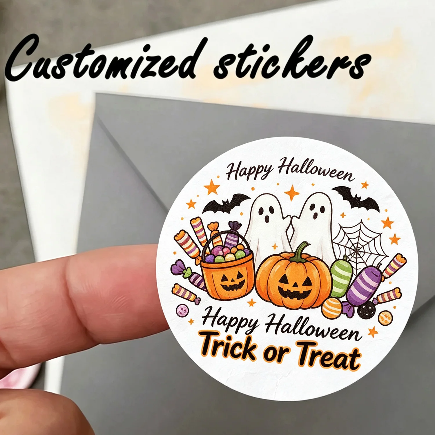 Personalized Halloween chocolate labels, customized circular candy stickers, Halloween party small gift chocolate stickers