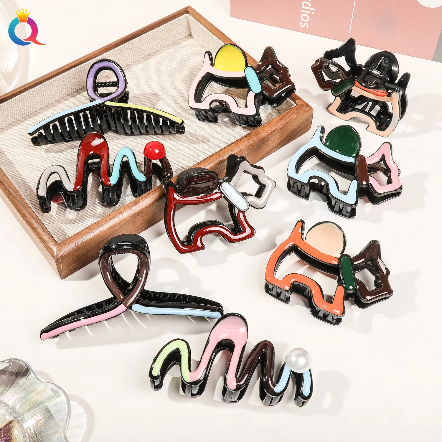 New Fashion Cartoon Puppy Hair Clip Oil Painting Color Hair Gripper Creativity Pet Dog Hairpins Kids Girls Hair Accessories