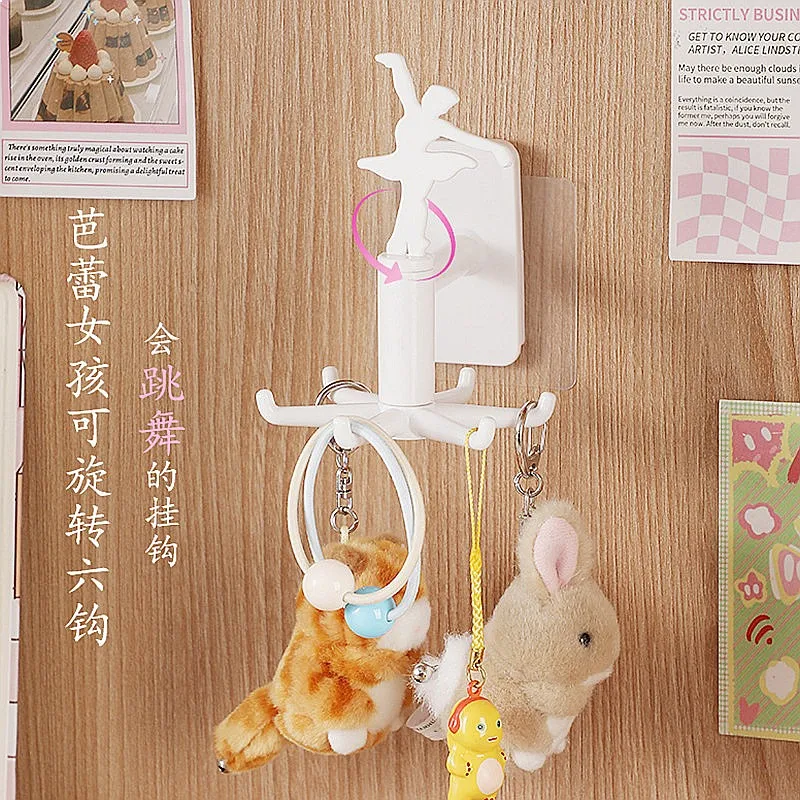 

Creative Ballet Girl Rotating Hook No-Drill 360 Degree Six-Claw Cabinet Storage Adhesive Hook