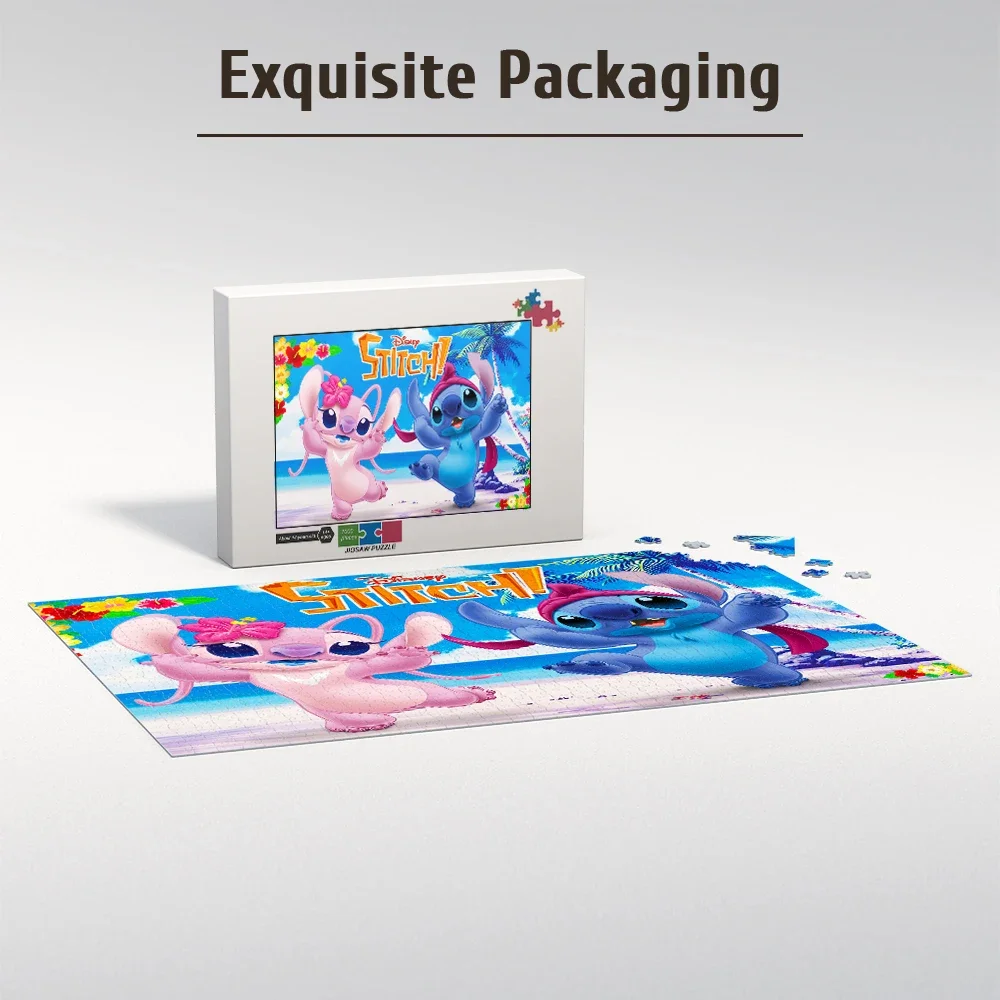 Rompecabezas de Disney Stitch, 108/200/300/500/1000 piezas, rompecabezas de madera para suelo, regalo de alta calidad, juego divertido para fiestas