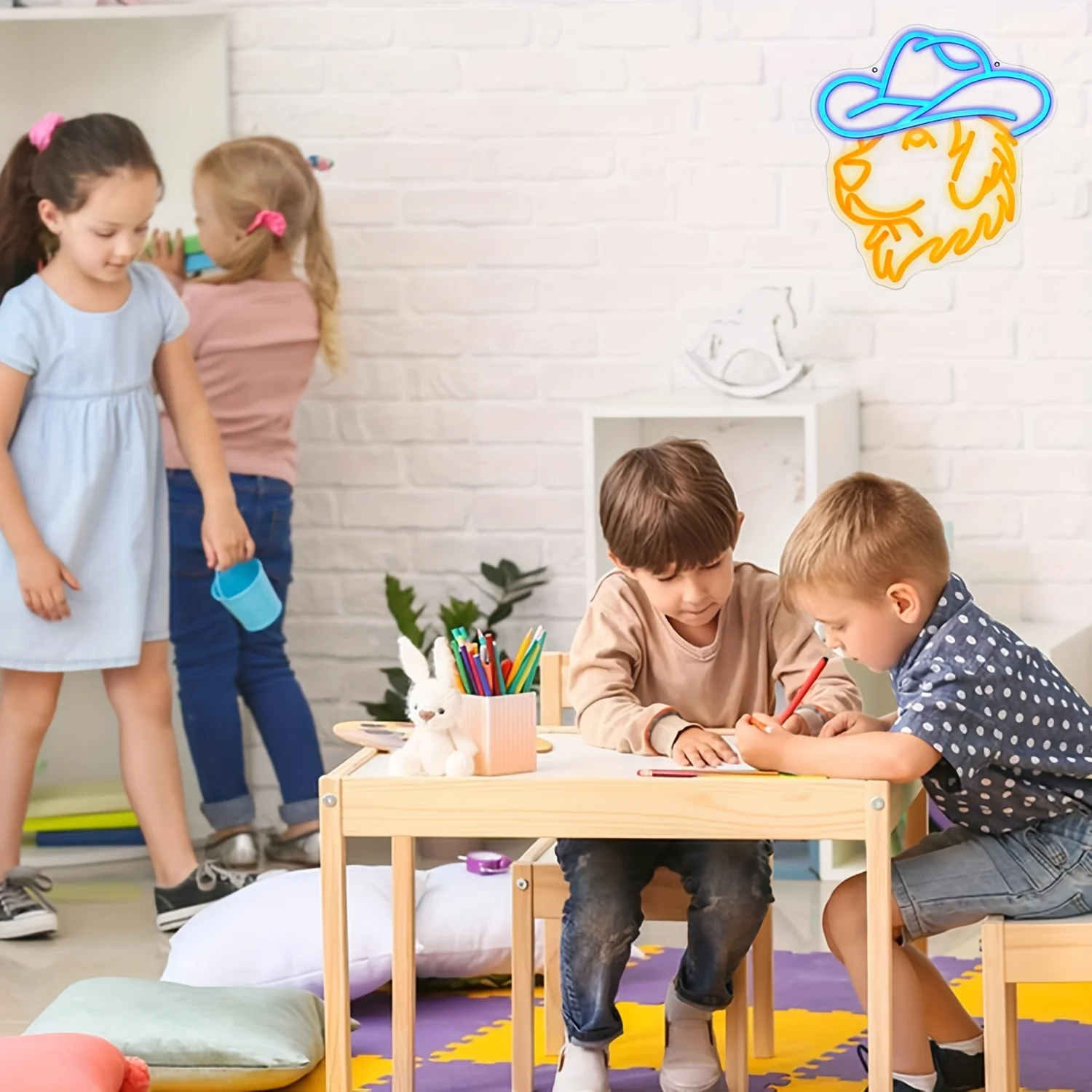 Dog Neon Light with Cowboy Hat,  Wall Decor for Home, Pet Store,  Vibrant Light Artwork, Party Decoration, Home Decorators