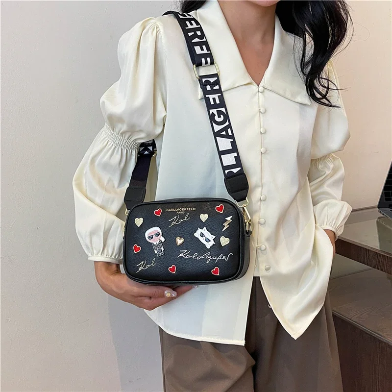 2025 New Fashionable Camera Bag Trendy Printed Cartoon Small Square Bag Single Shoulder Crossbody Bag