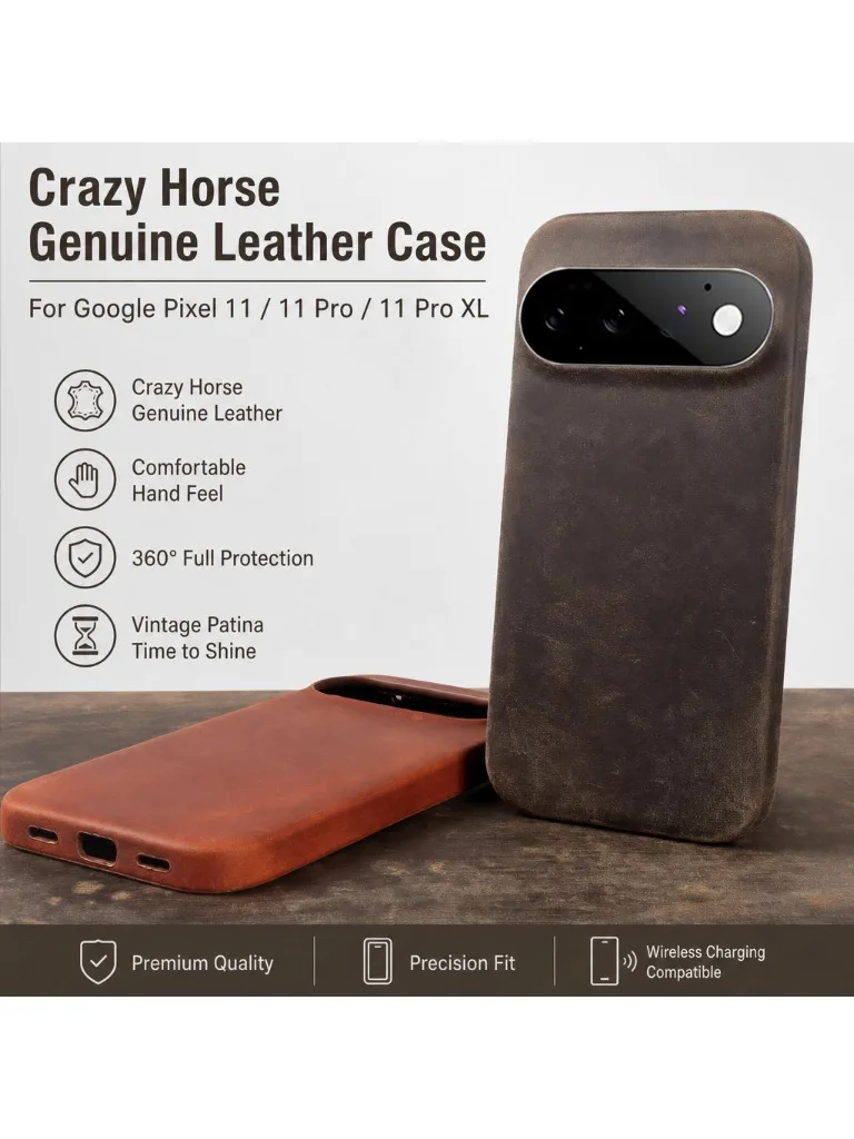 Etui magnetyczne z prawdziwej skóry Crazy Horse do Google Pixel 11 10 Pro XL, ochronne etui z krowiej skóry z funkcją Magsafe. — zdjęcie produktu 7