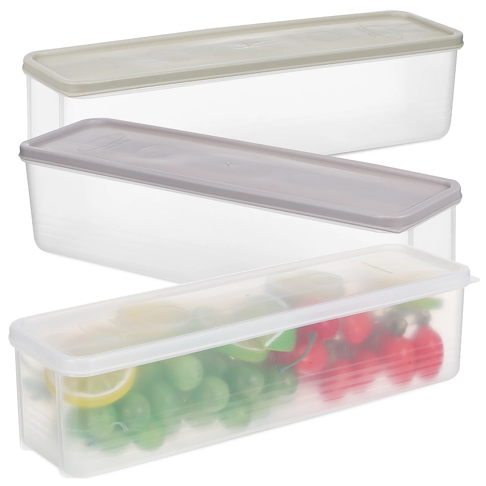 

3 Pcs Sealed Box Transparent Color Khaki Light Green Storage Bin with Lid Food Containers Crisper