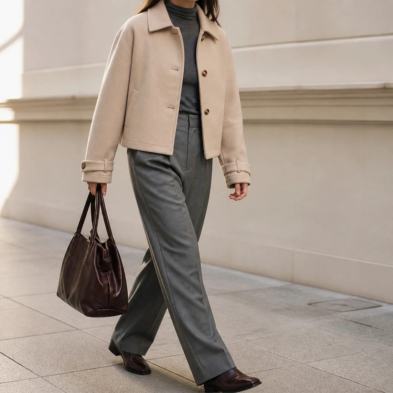 Women's Winter Female Medium Weight Woolen Knit Jacket Casual Single Breasted Notched Collar Long Sleeve Solid Color Hip Length