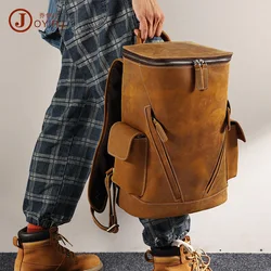 Large Capacity Retro Crazy Horse Leather Backpack Outdoor Travel Backpack Men's Backpack Genuine Leather Men's Backpack Computer