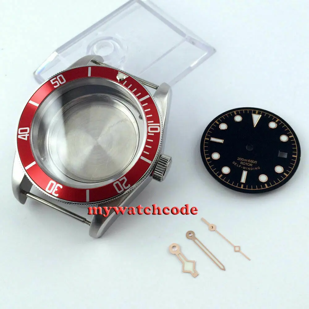 41mm A Set Sapphire Cystal Watch Case + Dial + Hand Fit ETA 2824 2836 Miyota 8215 821A MOVEMENT