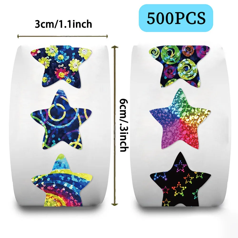 Shiny Star Colorful Series Roll Stickers (500 Pcs/Roll) - Waterproof Decals for DIY Projects Backpacks Cups Giajar Sticker Store
