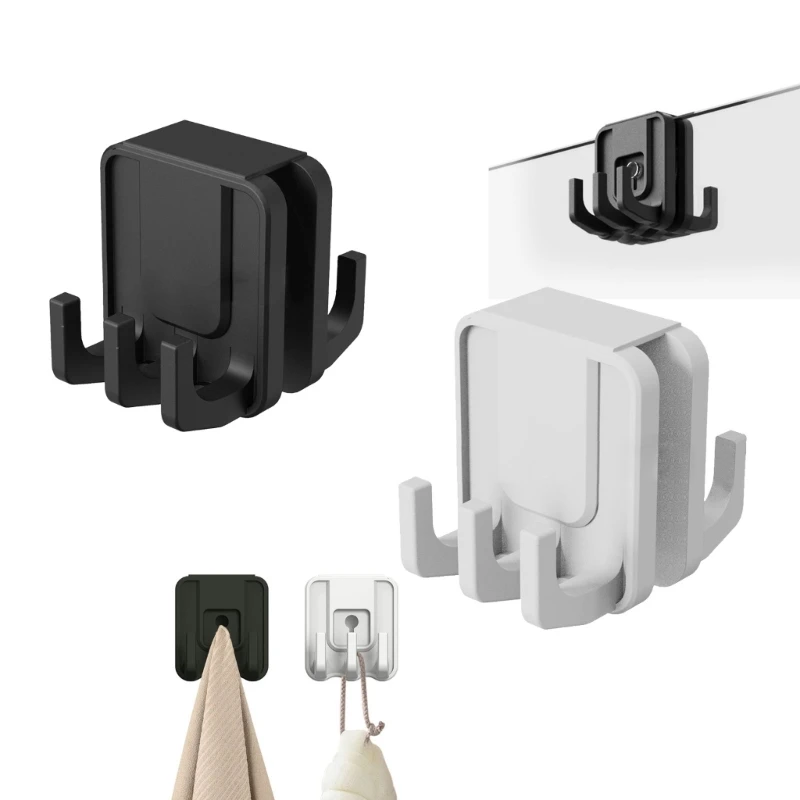 

28GF Over Glass Door Shower Towel Rack Bathroom Bathrobe Hanger Double Sided Hook