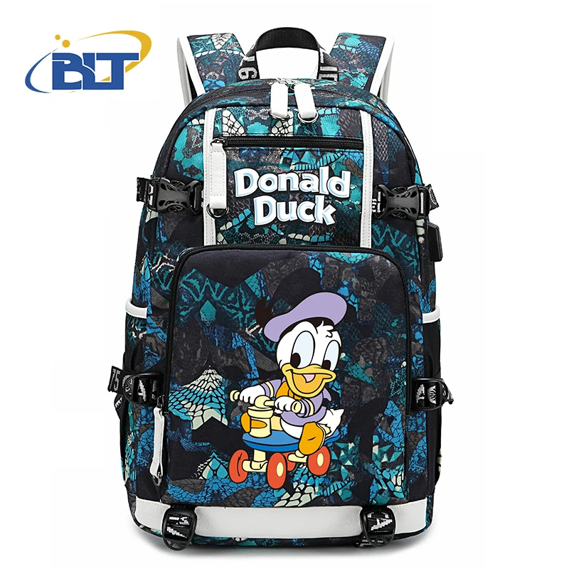 Disney Donald Duck Printed Student Schoolbag Casual Backpack Youth Large Capacity Travel Bag