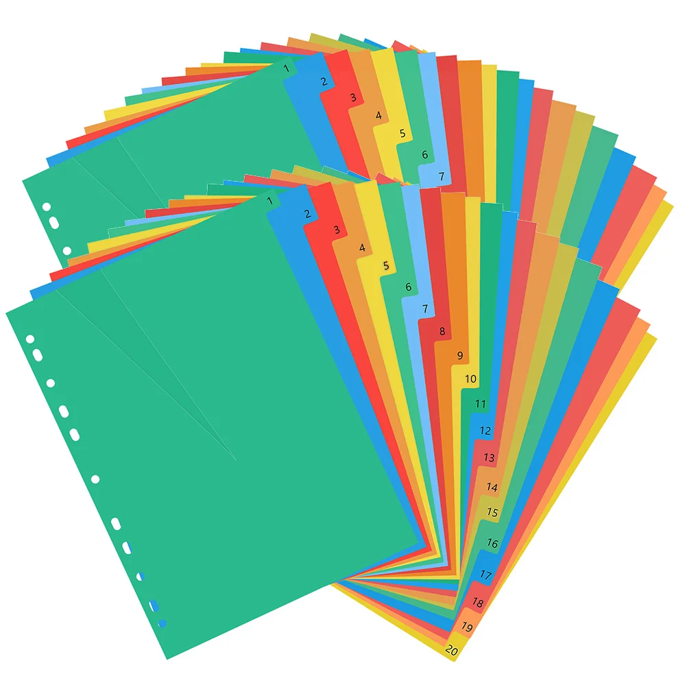 

40 Pcs Colored Plastic Classification Page Binder Tab Dividers for Perforation Folder