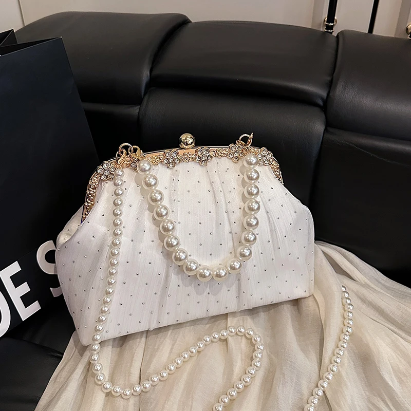 

Exquisite dinner Clutch bag, retro pleated design Evening bag, fashionable shell bag,ladies' single-shoulder crossbody bag purse