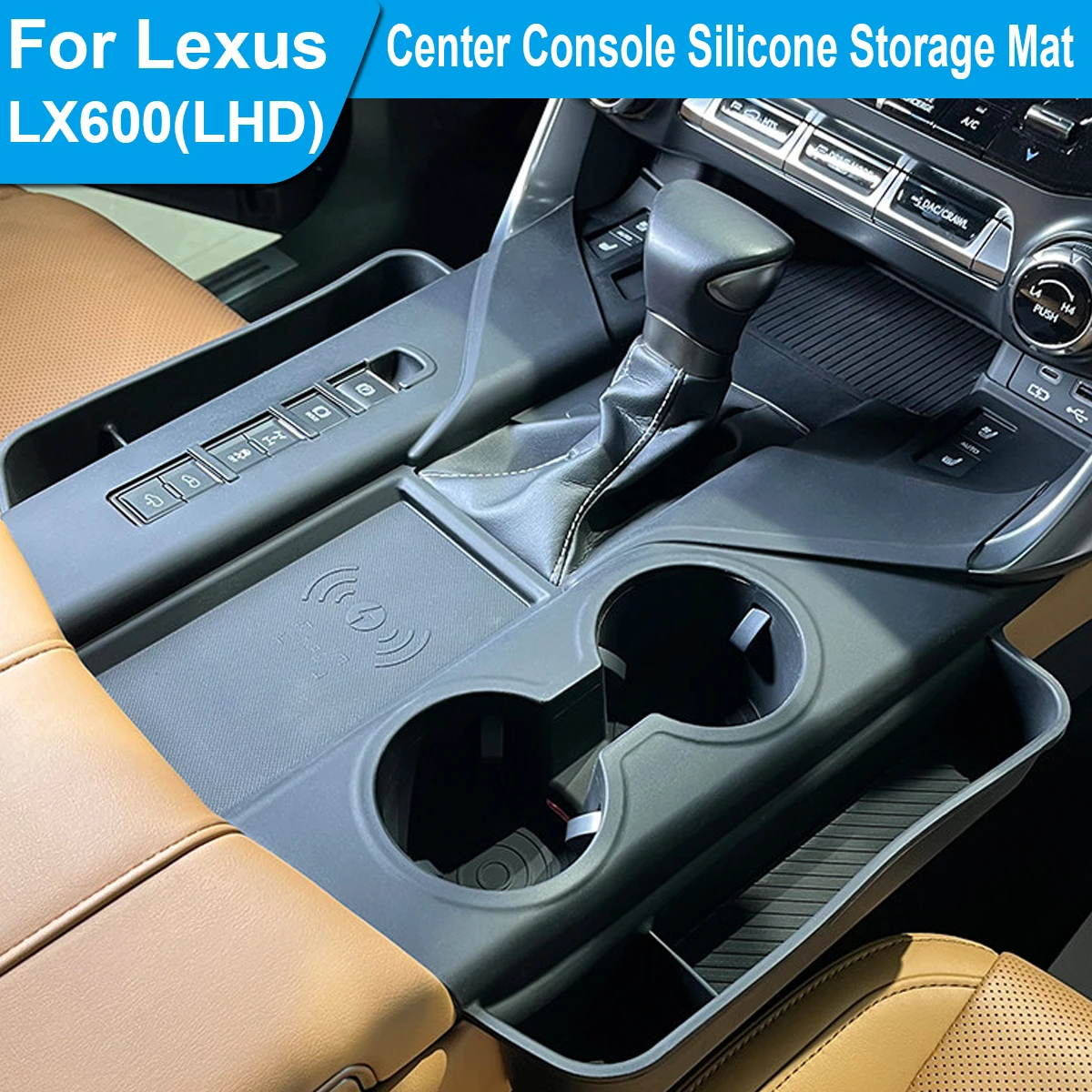 

For Lexus LX600, Center Console Silicone Storage Mat-LHD, expand storage space, car interior modification accessories.